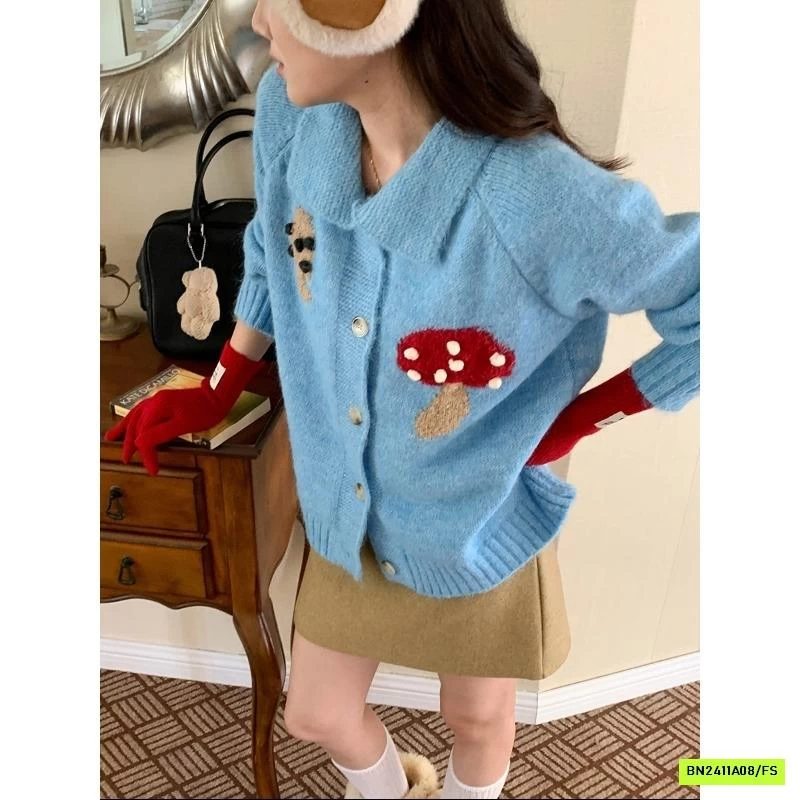 KHOÁC LEN THÊU NẤM VINTAGE