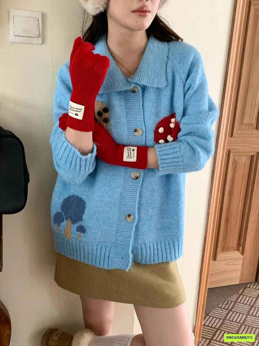 KHOÁC LEN THÊU NẤM VINTAGE