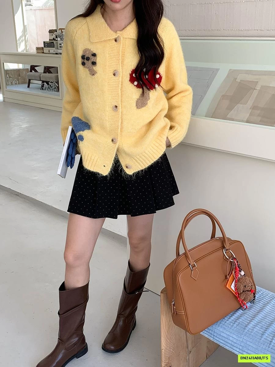 KHOÁC LEN THÊU NẤM VINTAGE