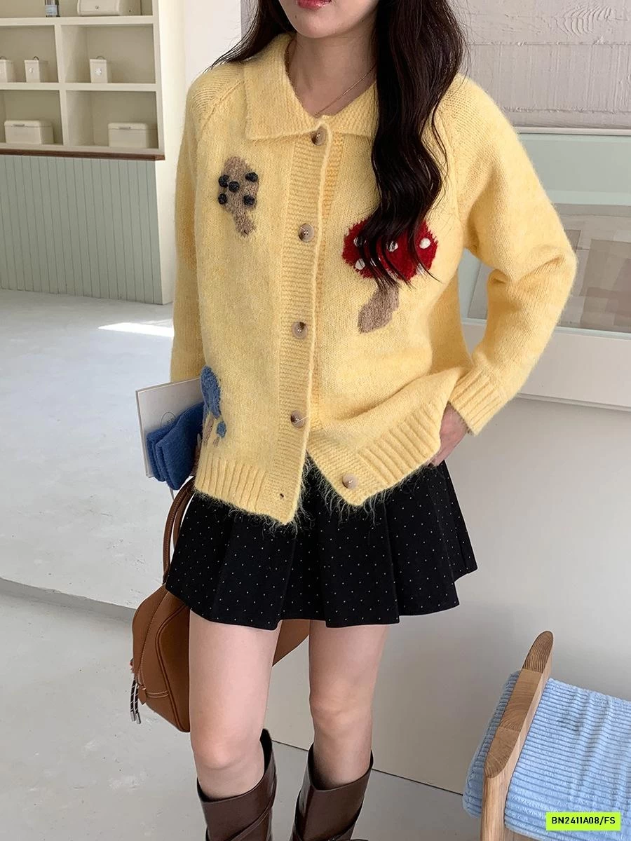 KHOÁC LEN THÊU NẤM VINTAGE