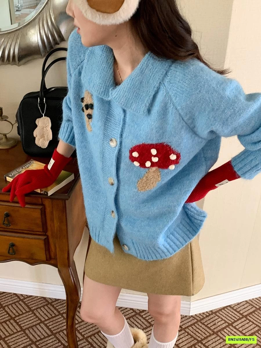 KHOÁC LEN THÊU NẤM VINTAGE