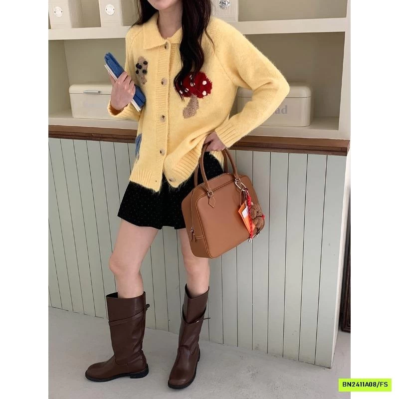 KHOÁC LEN THÊU NẤM VINTAGE