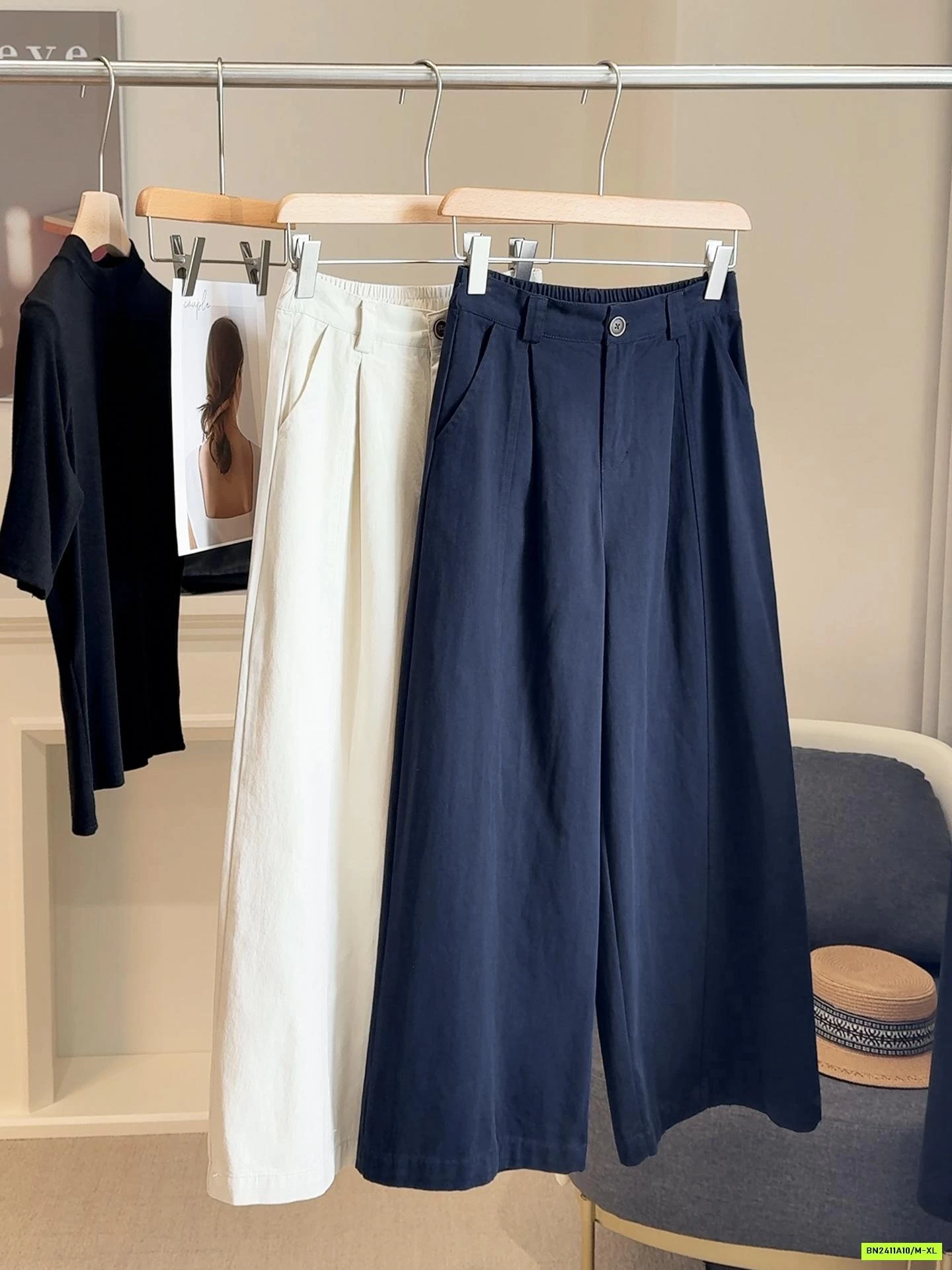 QUẦN THÔ ỐNG RỘNG CẠP LƯNG CHUN