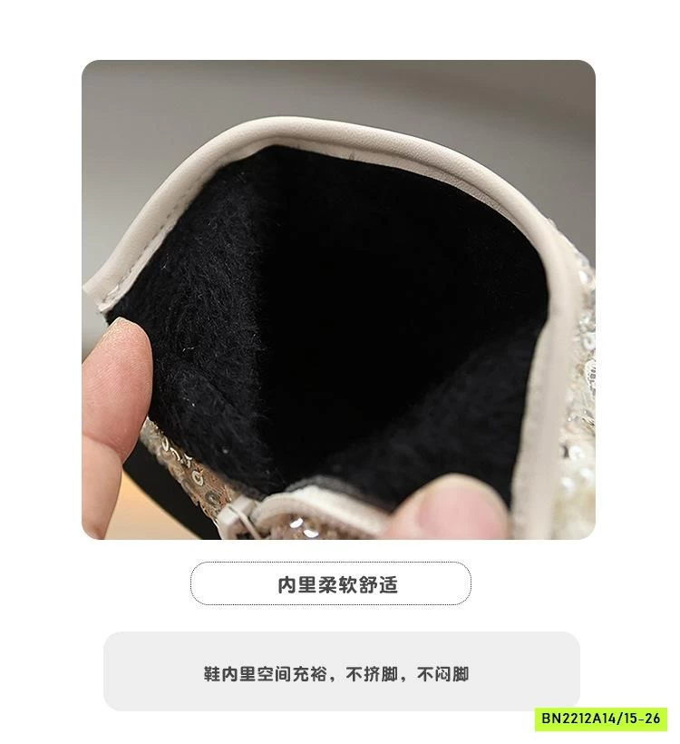 BOOT BLING BLING NƠ CỔ THẤP LÓT NHUNG