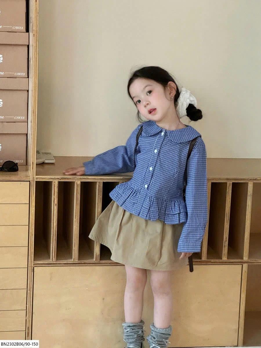 SET ÁO SƠ MI XANH MIX CHÂN VÁY BG