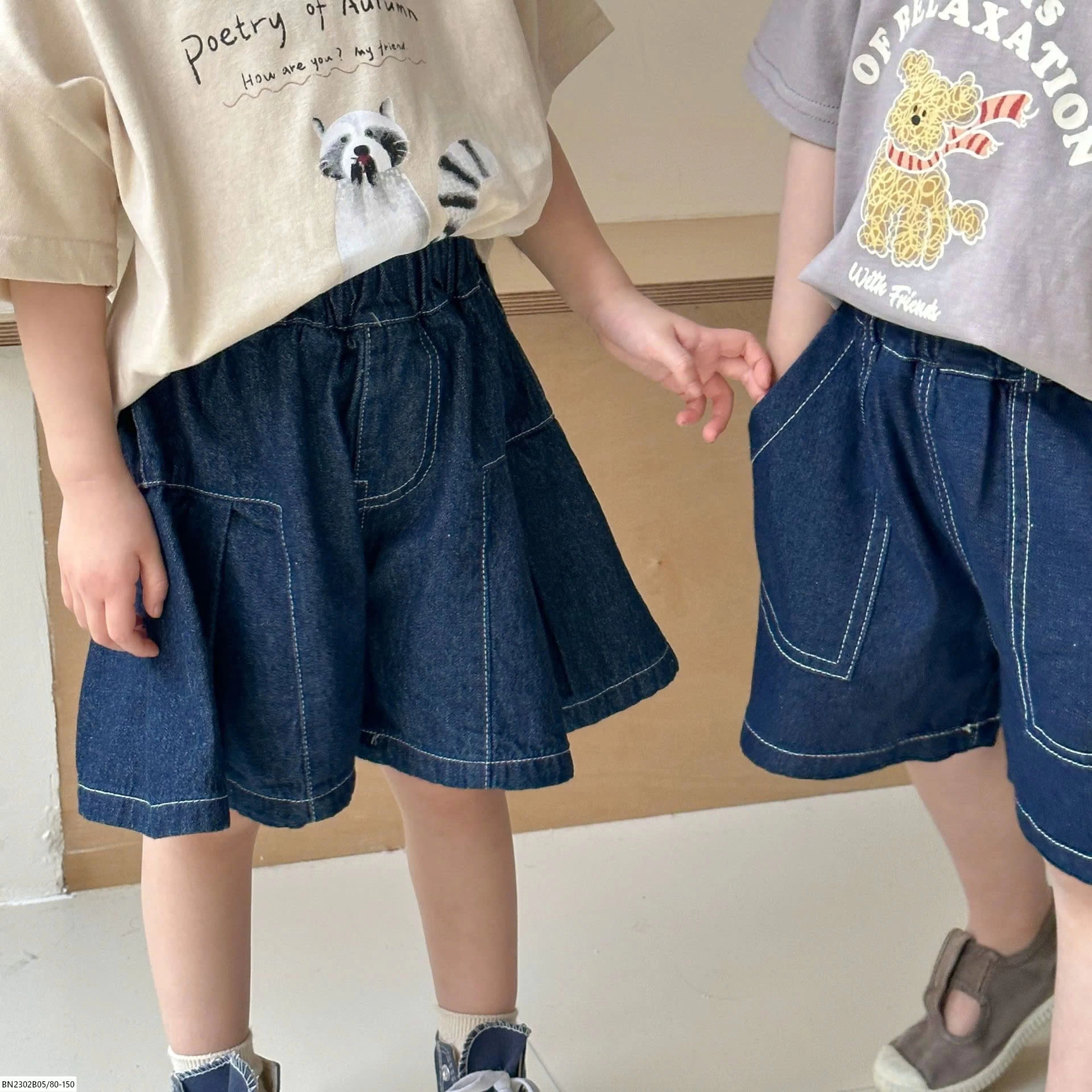 QUẦN SHORT DENIM CHỈ NỔI
