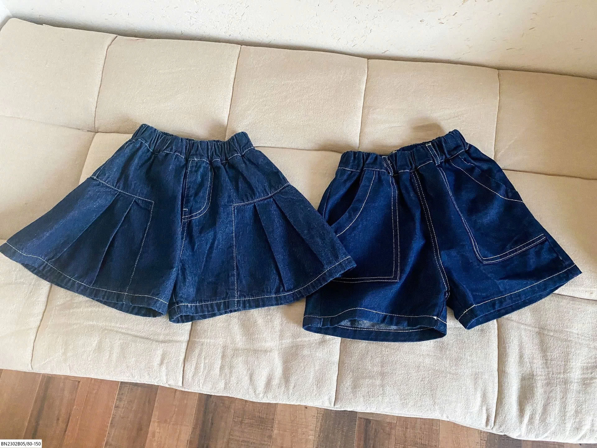 QUẦN SHORT DENIM CHỈ NỔI