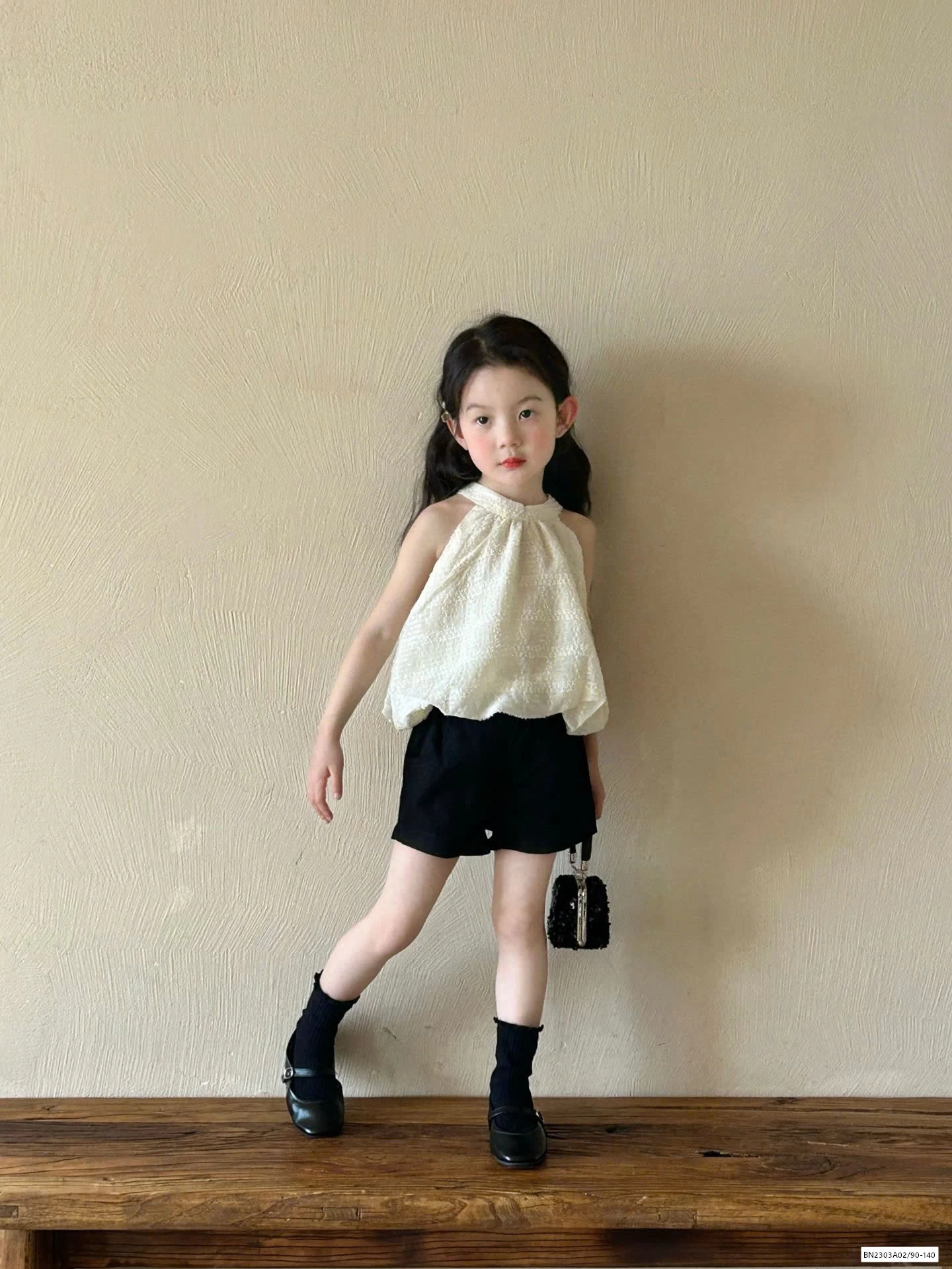 ÁO CỔ YẾM MIX SHORT ĐEN