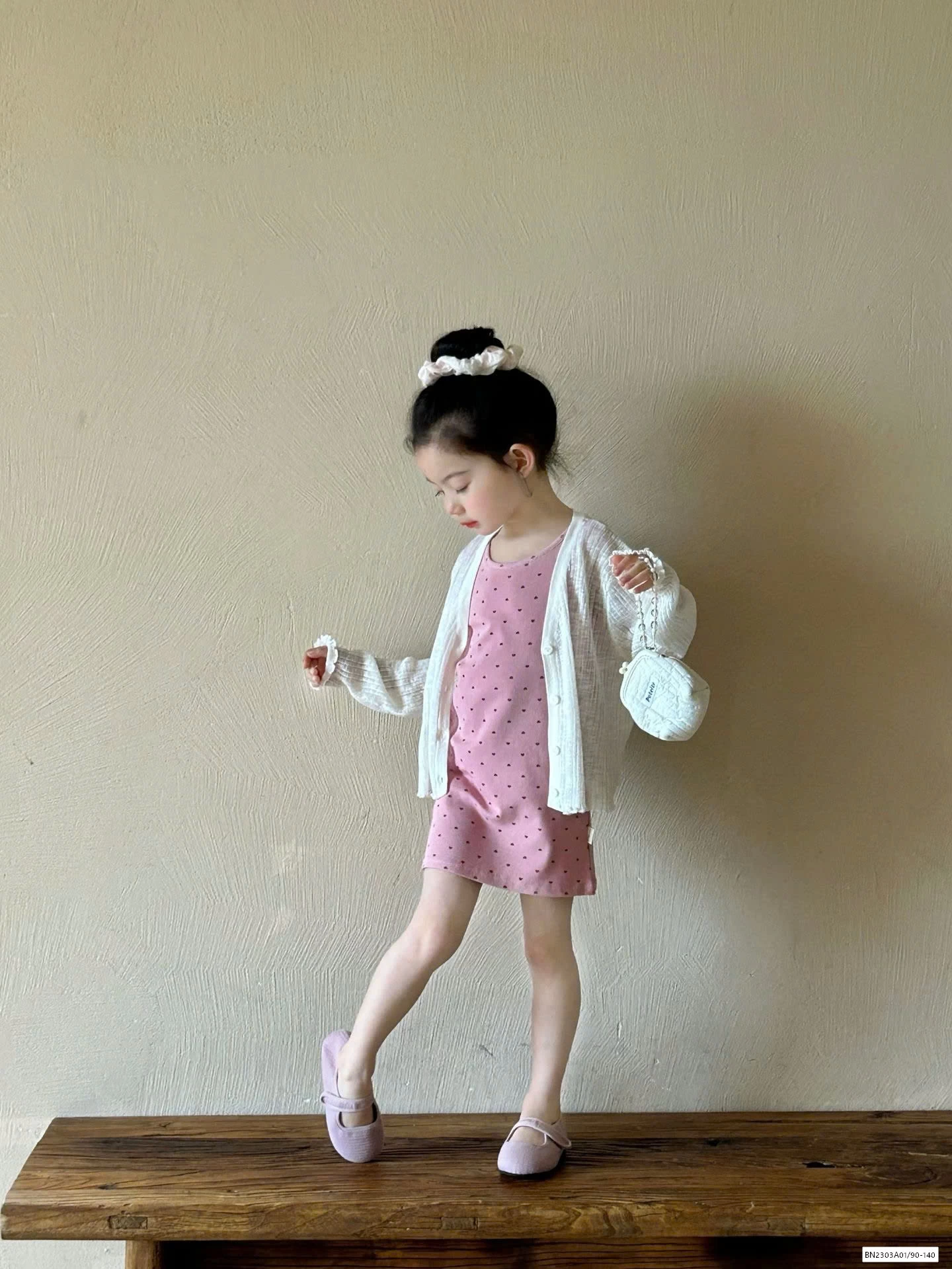 SÉT ĐẦM HỒNG BI MIX CARDIGAN