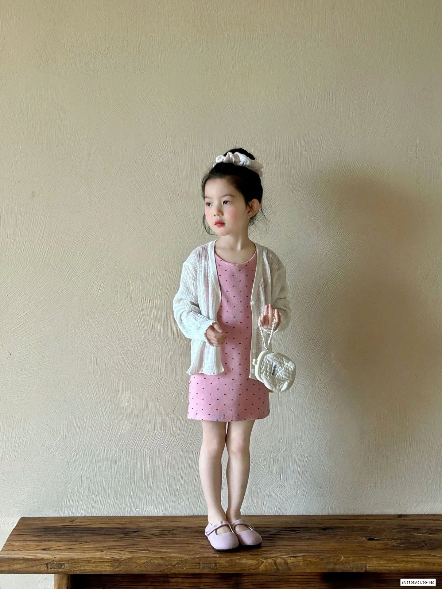 SÉT ĐẦM HỒNG BI MIX CARDIGAN