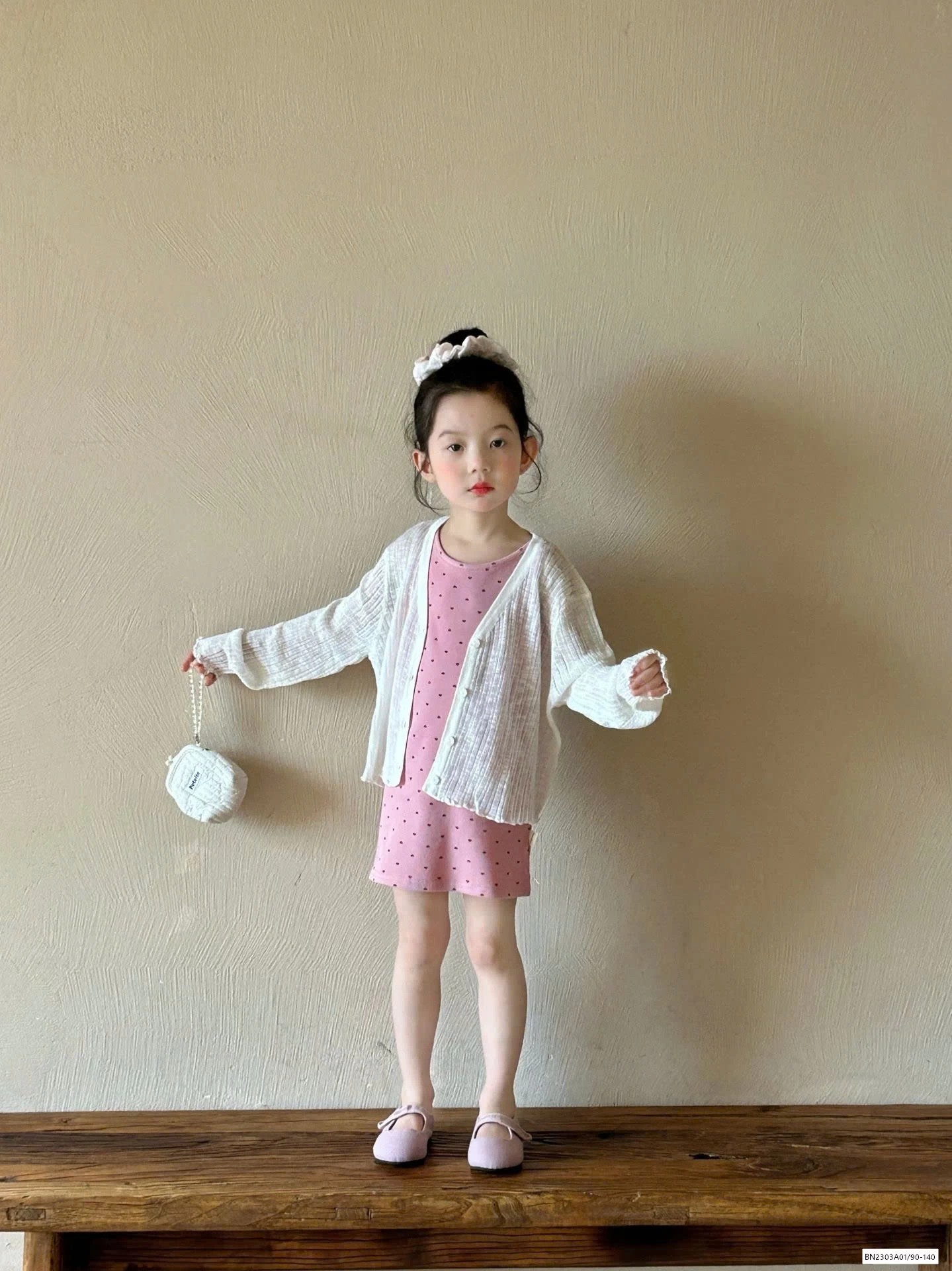 SÉT ĐẦM HỒNG BI MIX CARDIGAN