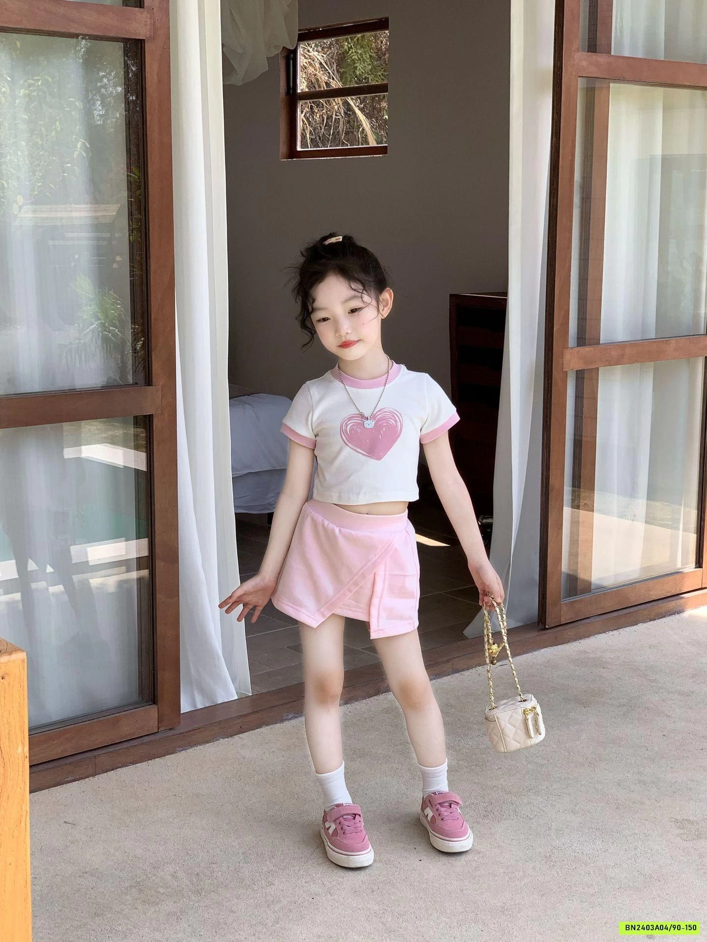 SÉT CROPTOP TRÁI TIM MXX CV HỒNG