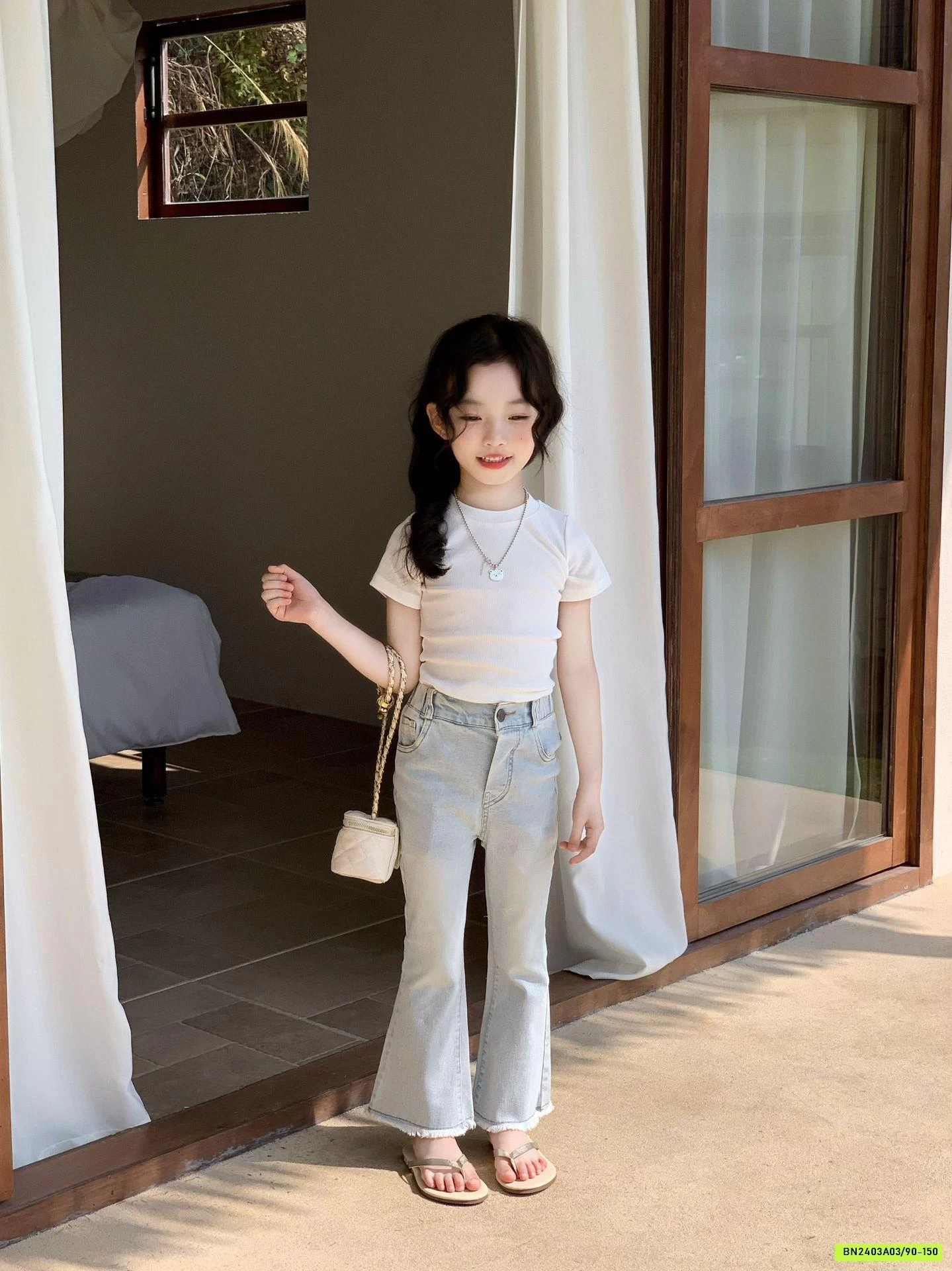 JEANS SKINNY ỐNG LOE BÉ GÁI