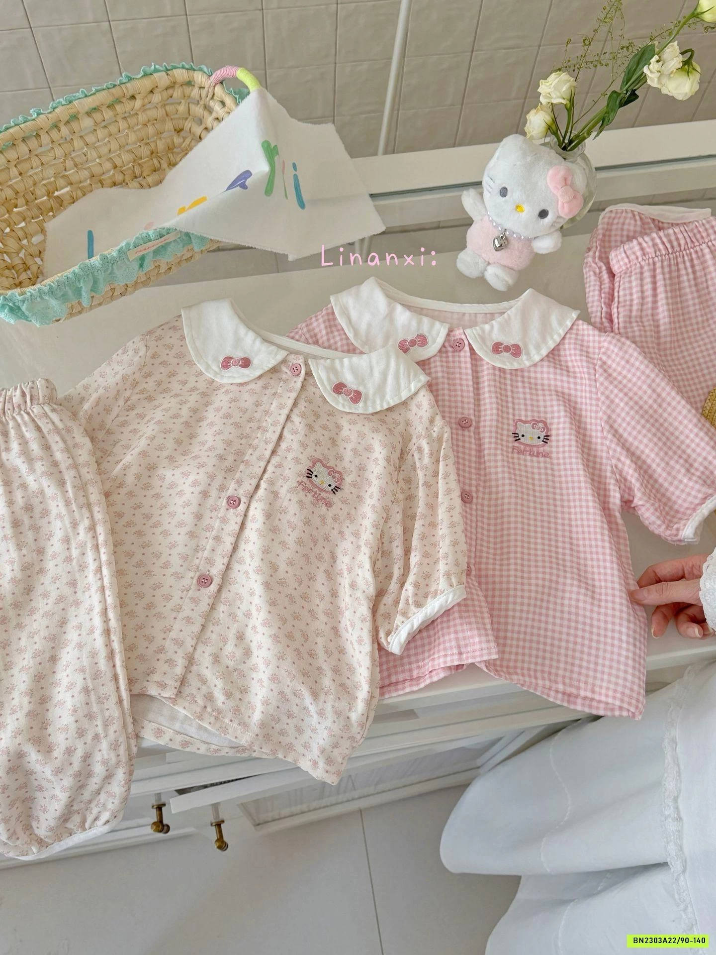 PIZAMA KITTY CỔ SEN LINANXI