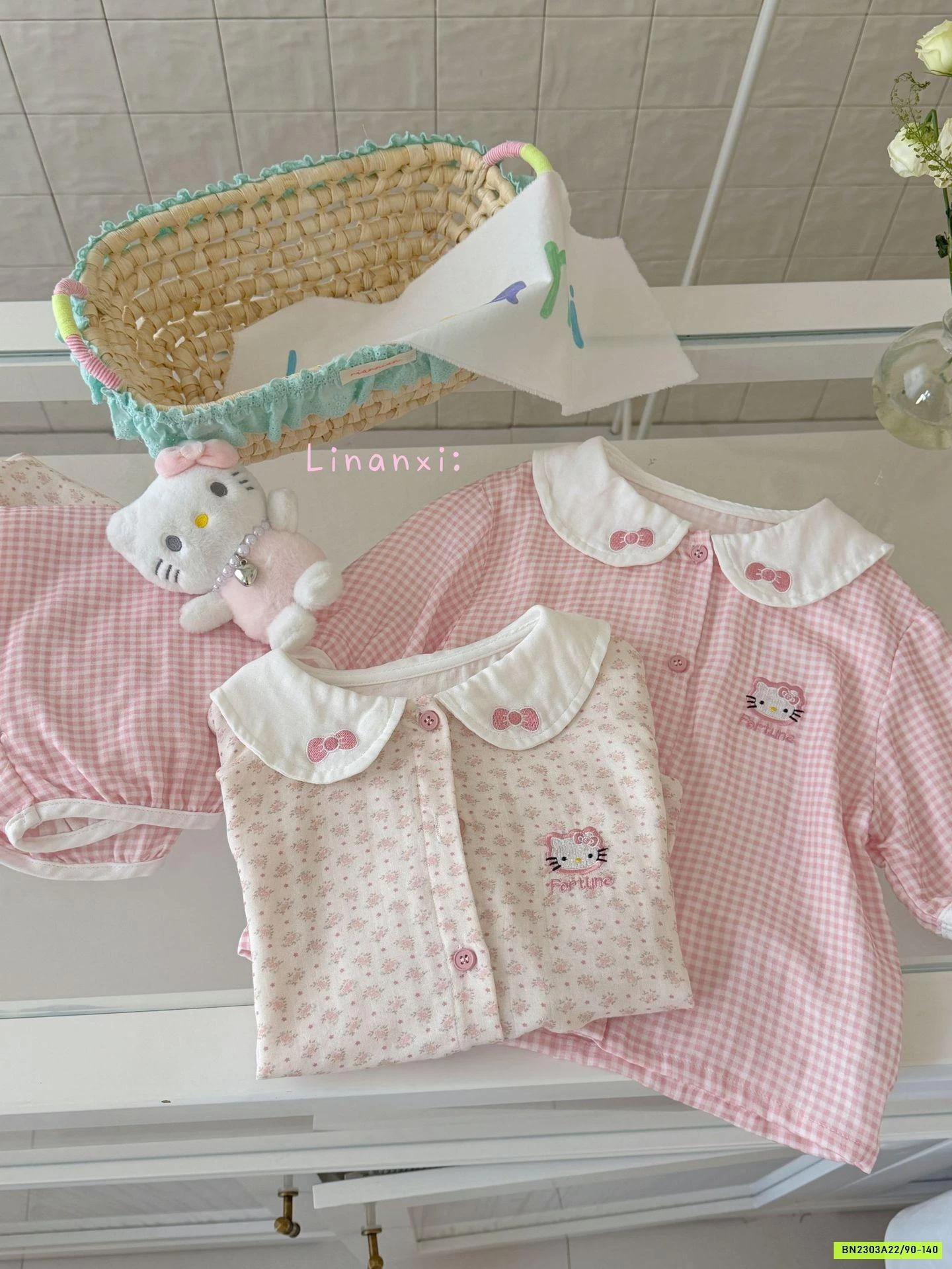 PIZAMA KITTY CỔ SEN LINANXI