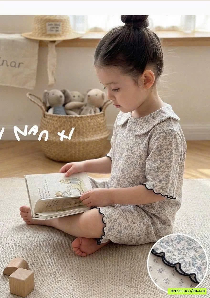 BỘ COTTON LỬNG CỔ SEN LINANXI