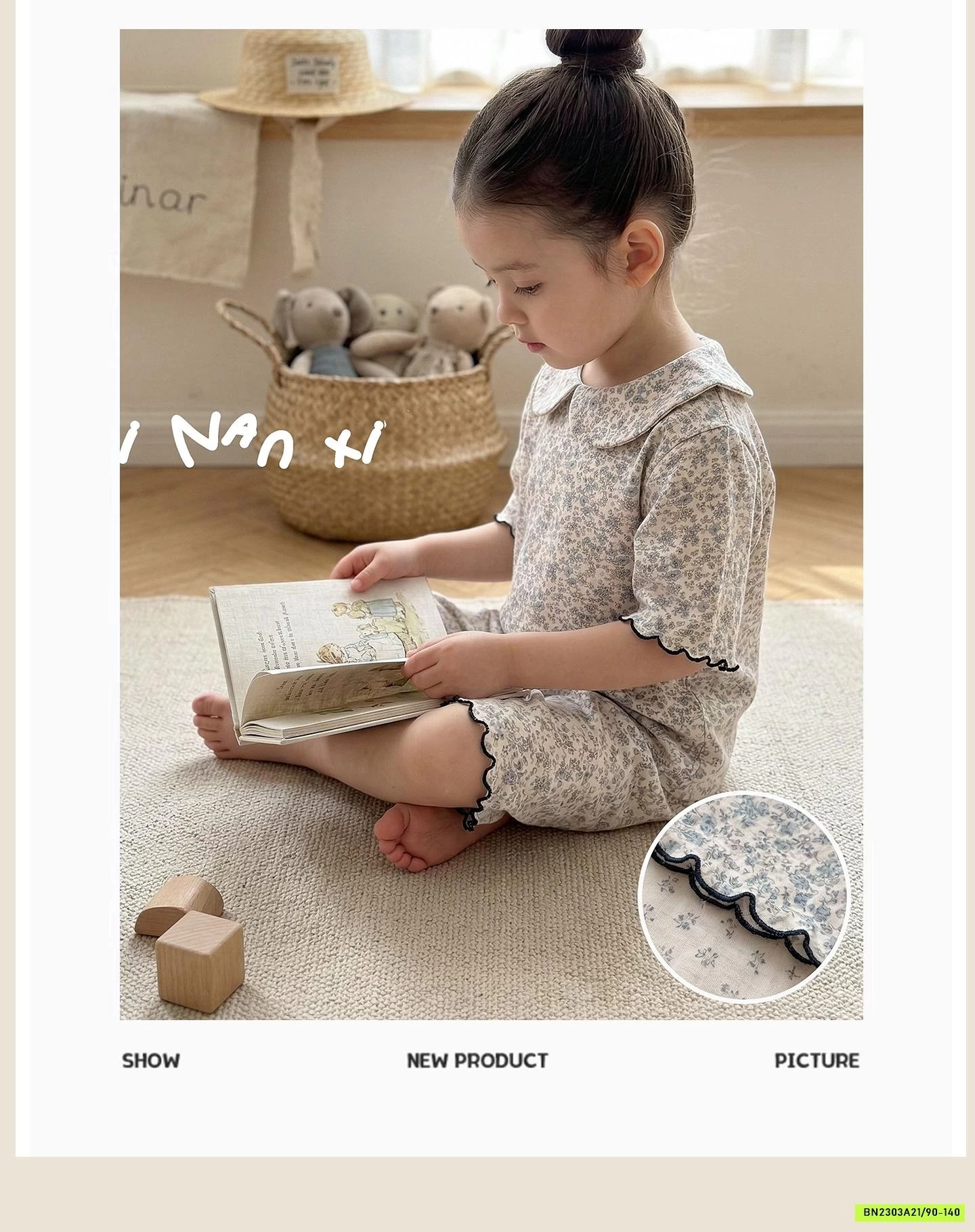 BỘ COTTON LỬNG CỔ SEN LINANXI