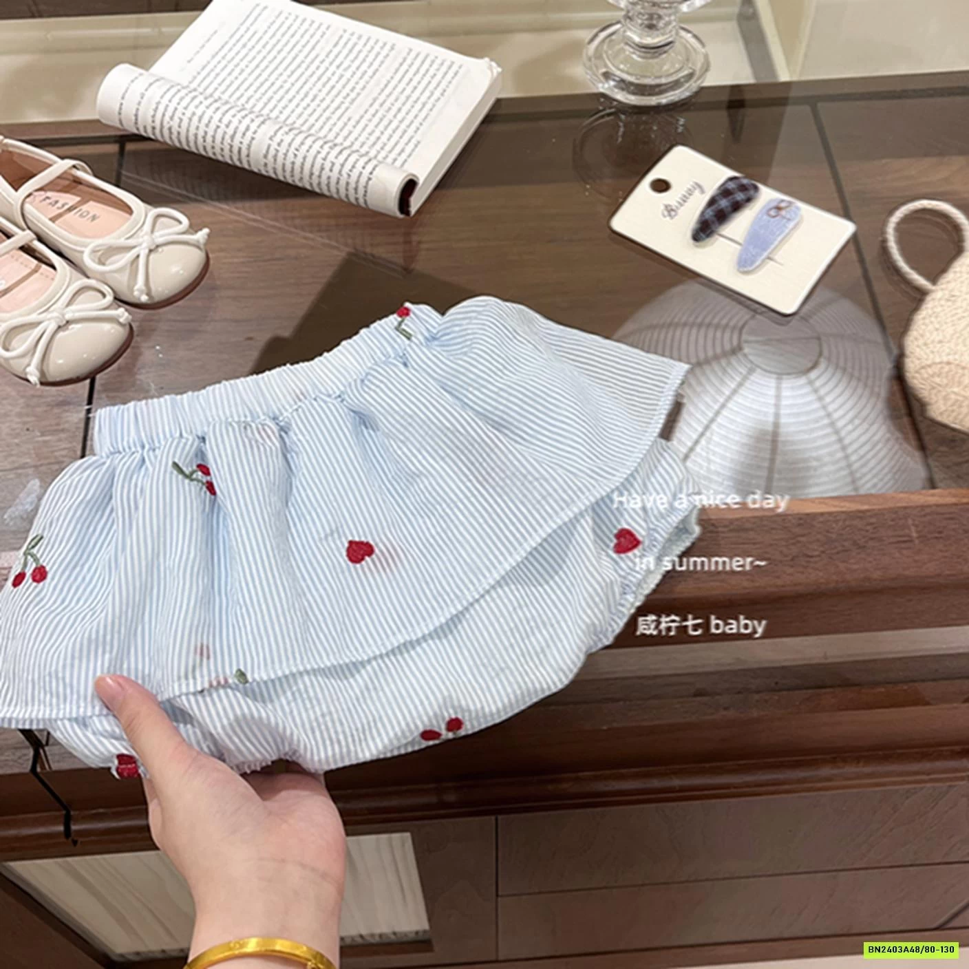 SÉT VÁY CHEERY CARO XANH TBABY