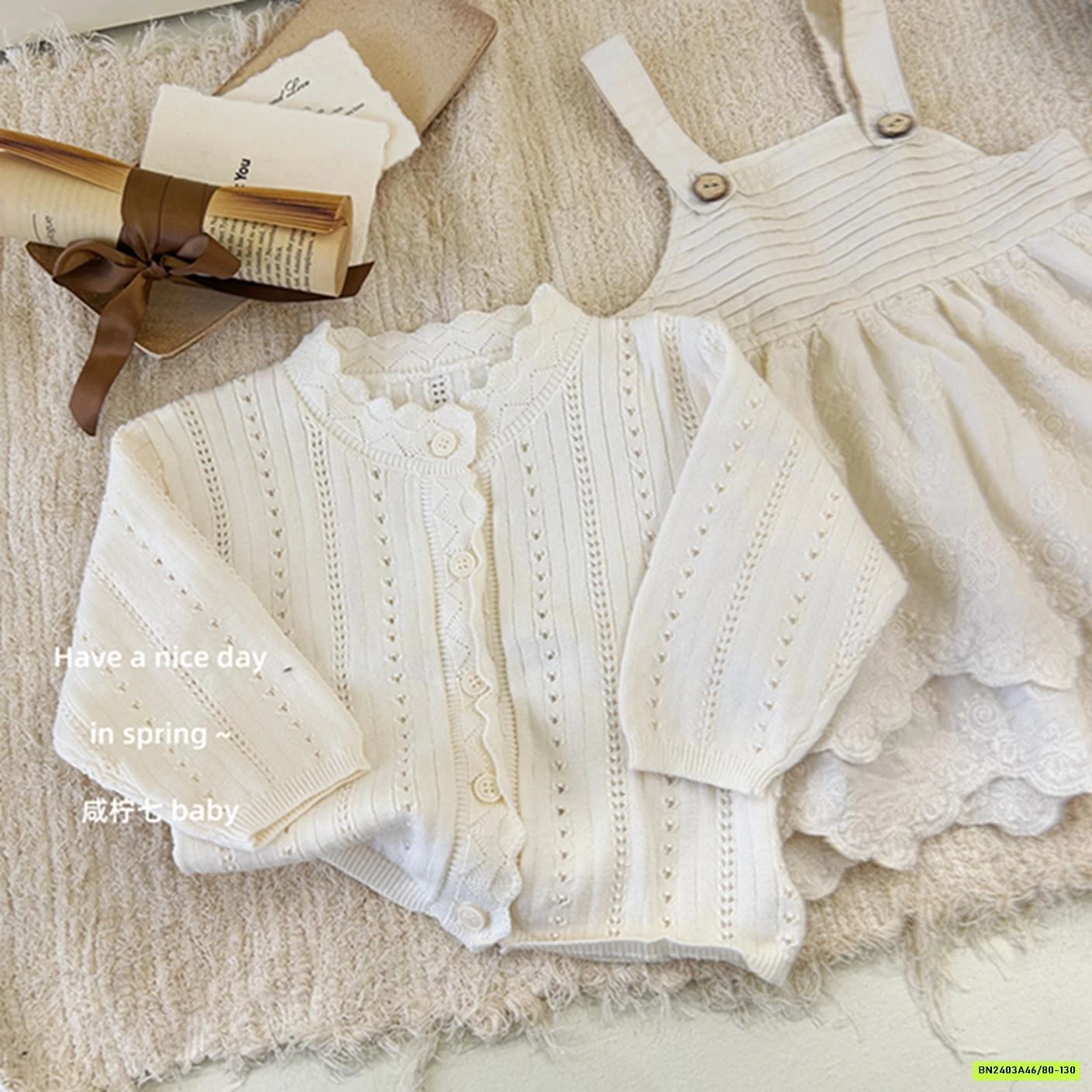 ĐẦM 2 DÂY MIX CARDIGAN TBABY