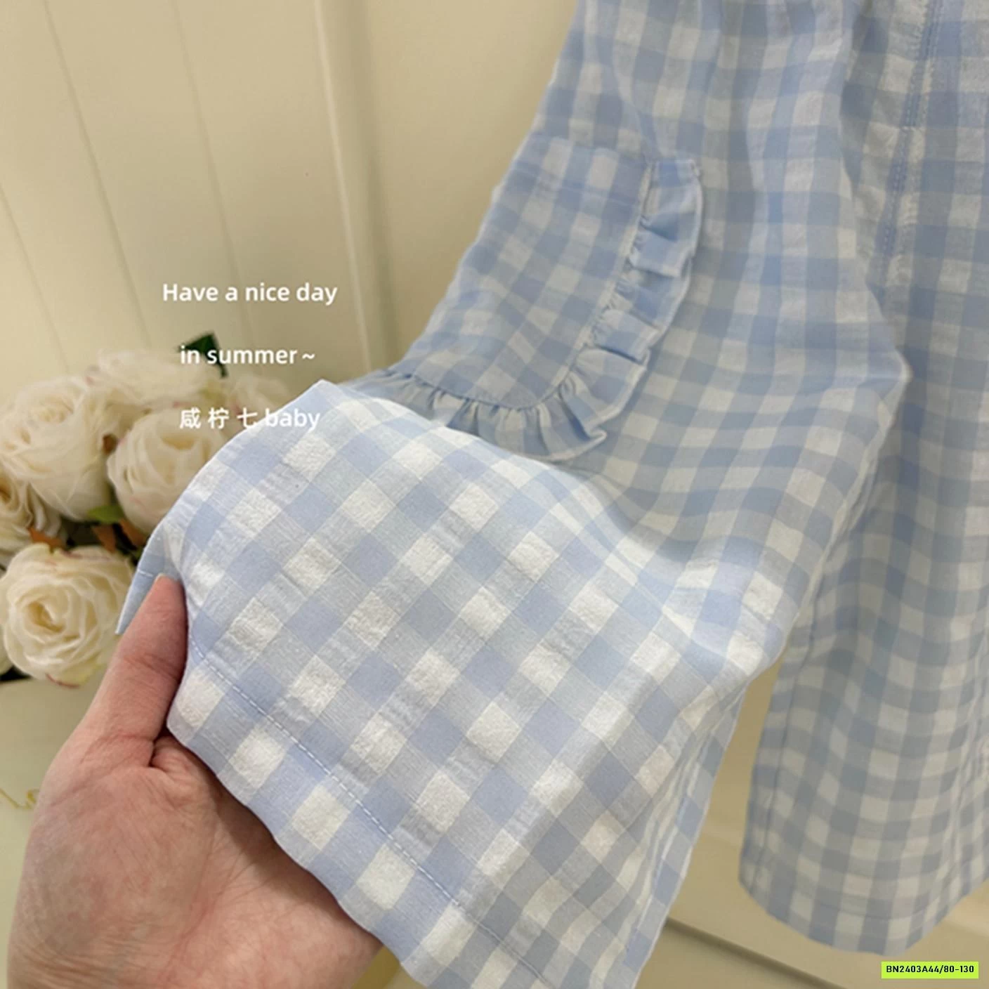 ÁO THUN BÁNH NGỌT MIX QUẦN CARO XANH TBABY