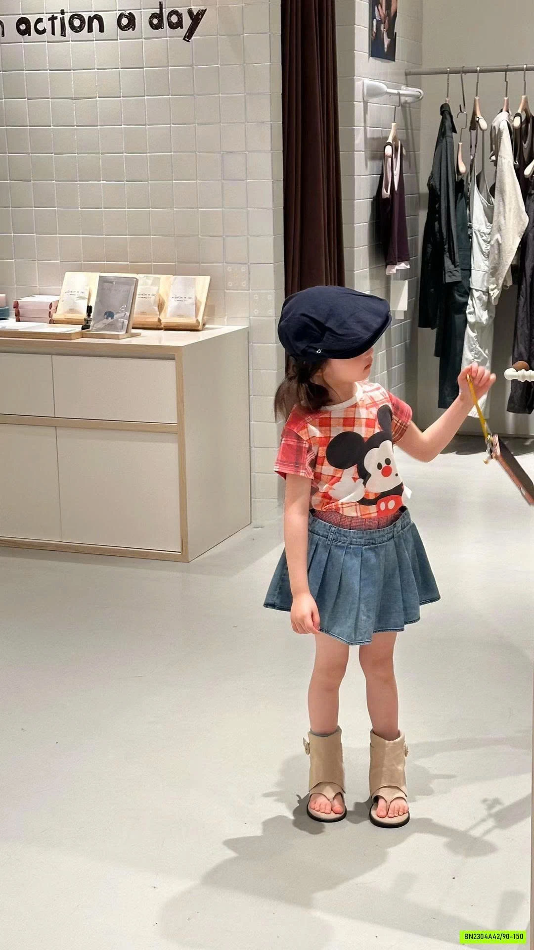 ÁO MICKEY MIX CV JEANS XẾP LY