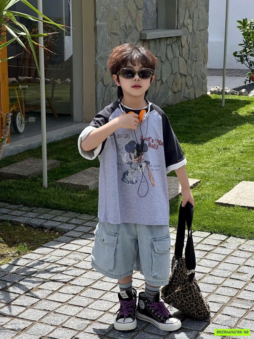 ÁO THUN MICKEY XÁM PHỐI MÀU TAY AFTE