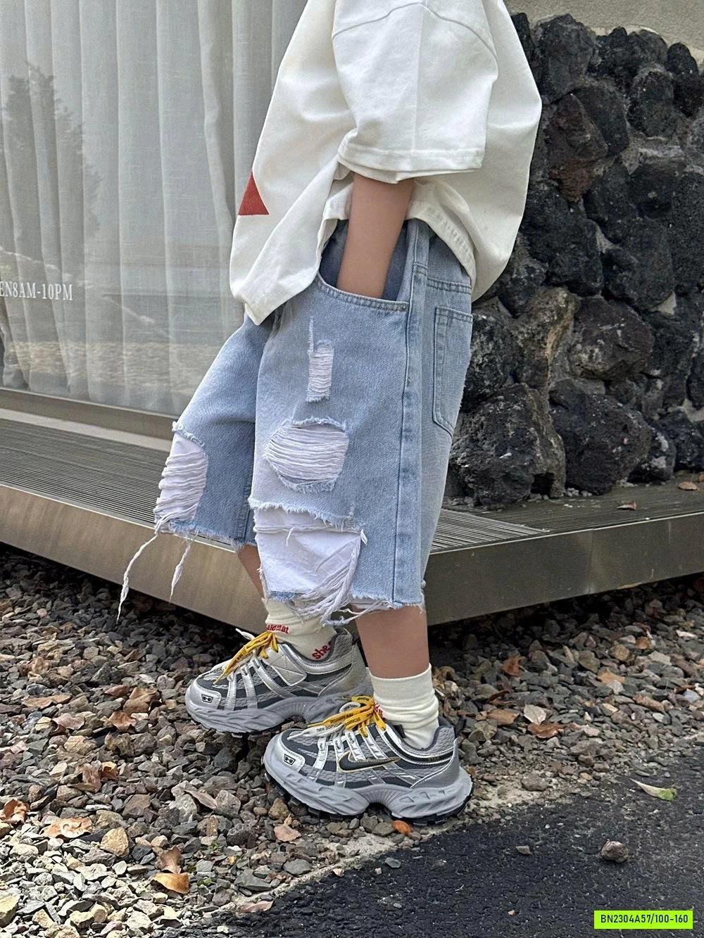 SHORT JEANS RÁCH CÁ TÍNH AFTE