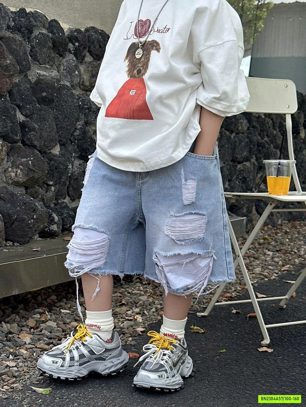 SHORT JEANS RÁCH CÁ TÍNH AFTE