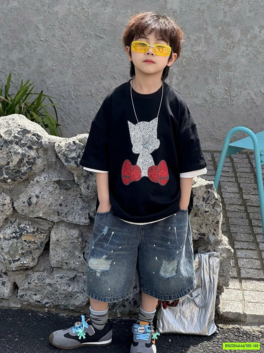 ÁO THUN POPEYE MIX SHORT RÁCH GỐI AFTE