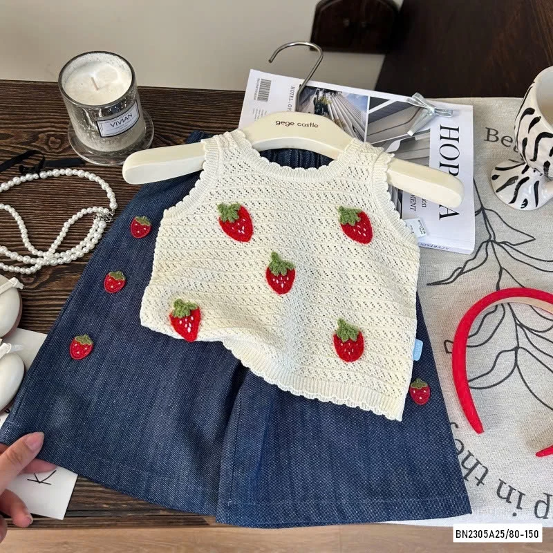 ÁO DỆT MIX QUẦN SUÔNG DÂU TÂY