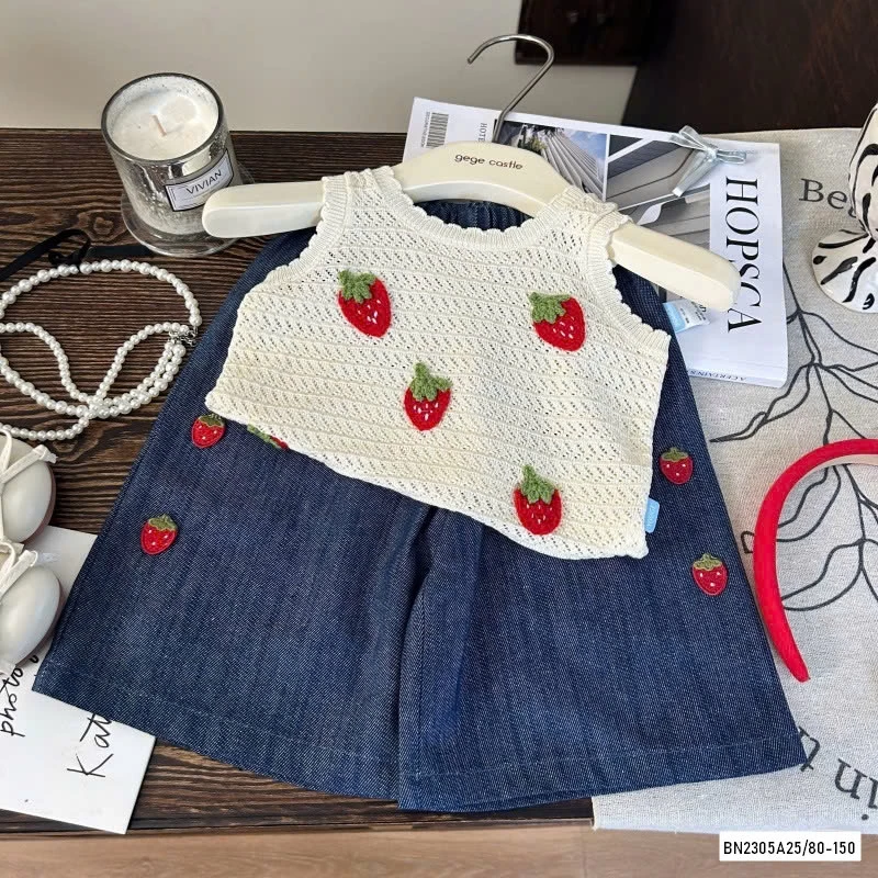 ÁO DỆT MIX QUẦN SUÔNG DÂU TÂY