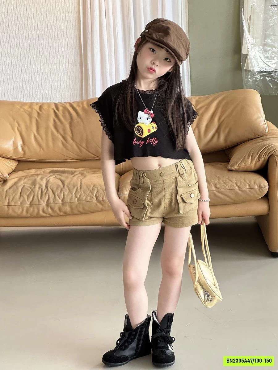 TANKTOP KITTY VIỀN REN YUKIDS