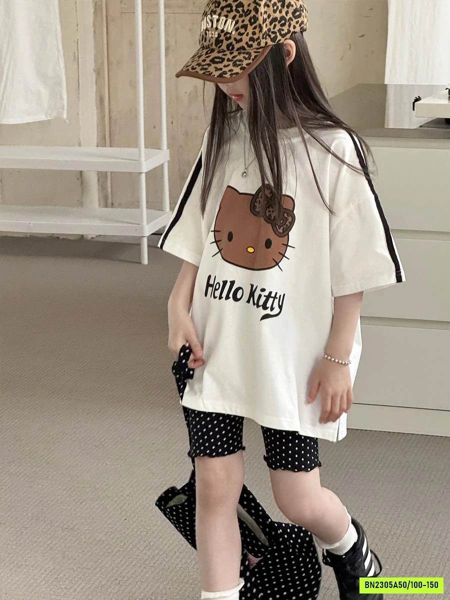 ÁO KITTY OVERSIZE MIX LEGGING CHẤM BI YUKIDS