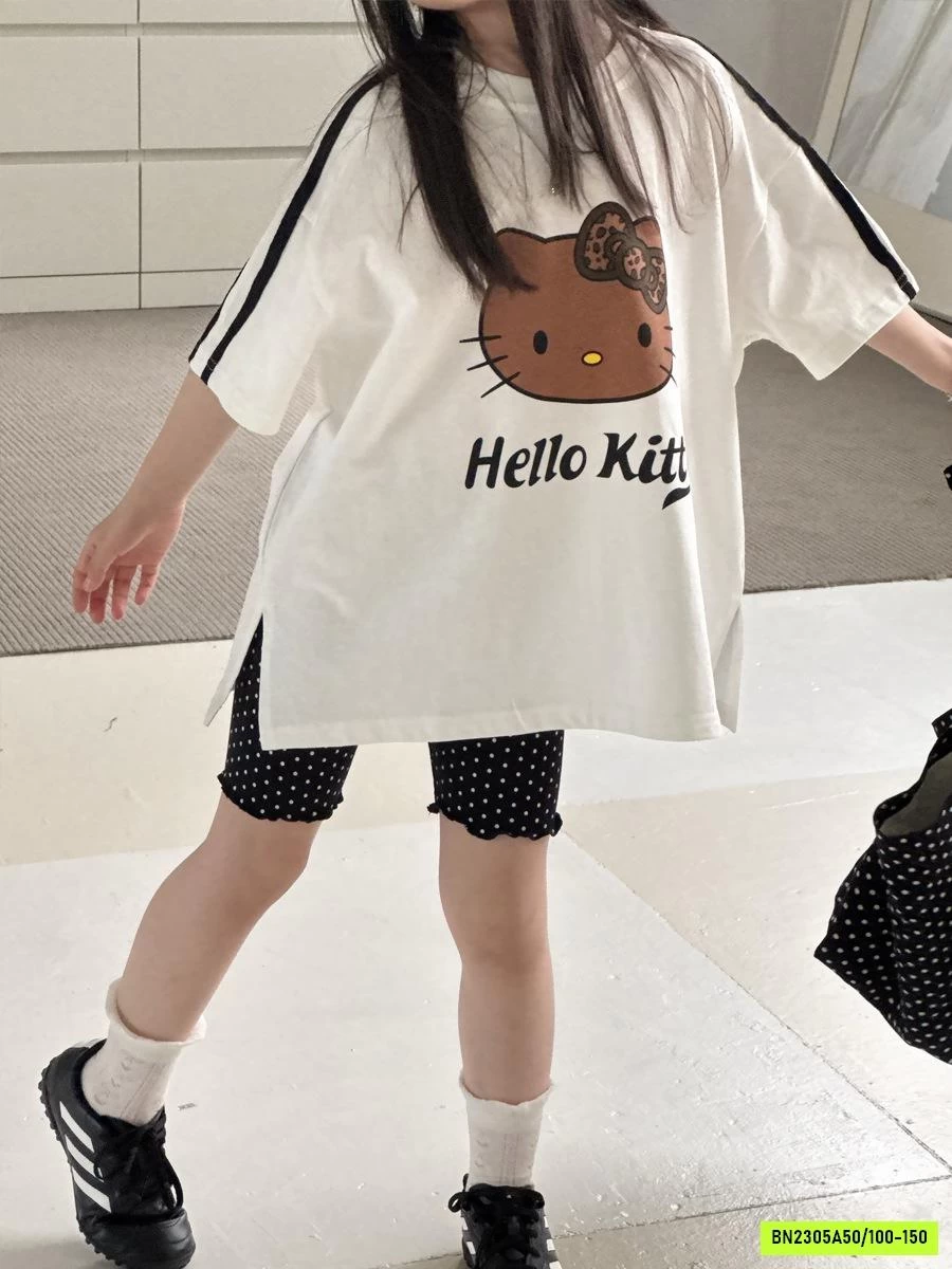ÁO KITTY OVERSIZE MIX LEGGING CHẤM BI YUKIDS
