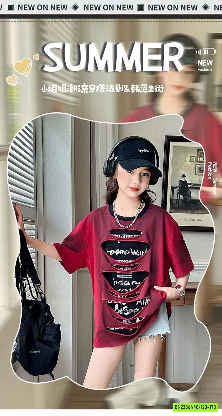 ÁO THUN ĐỎ RÁCH CÁ TÍNH