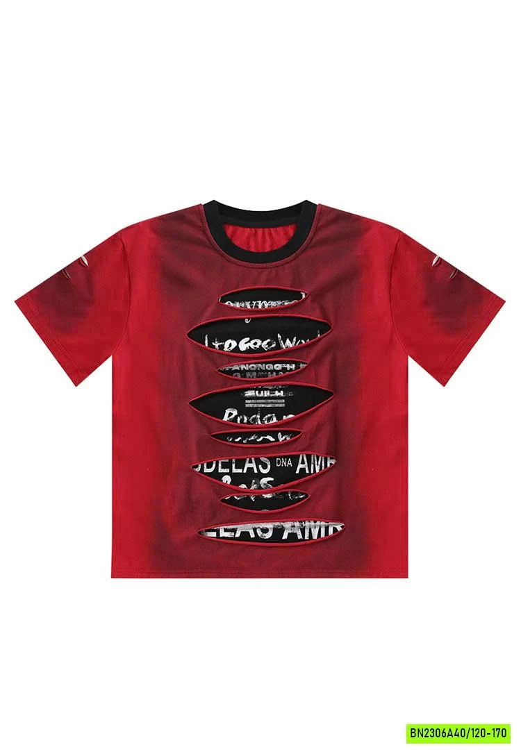 ÁO THUN ĐỎ RÁCH CÁ TÍNH