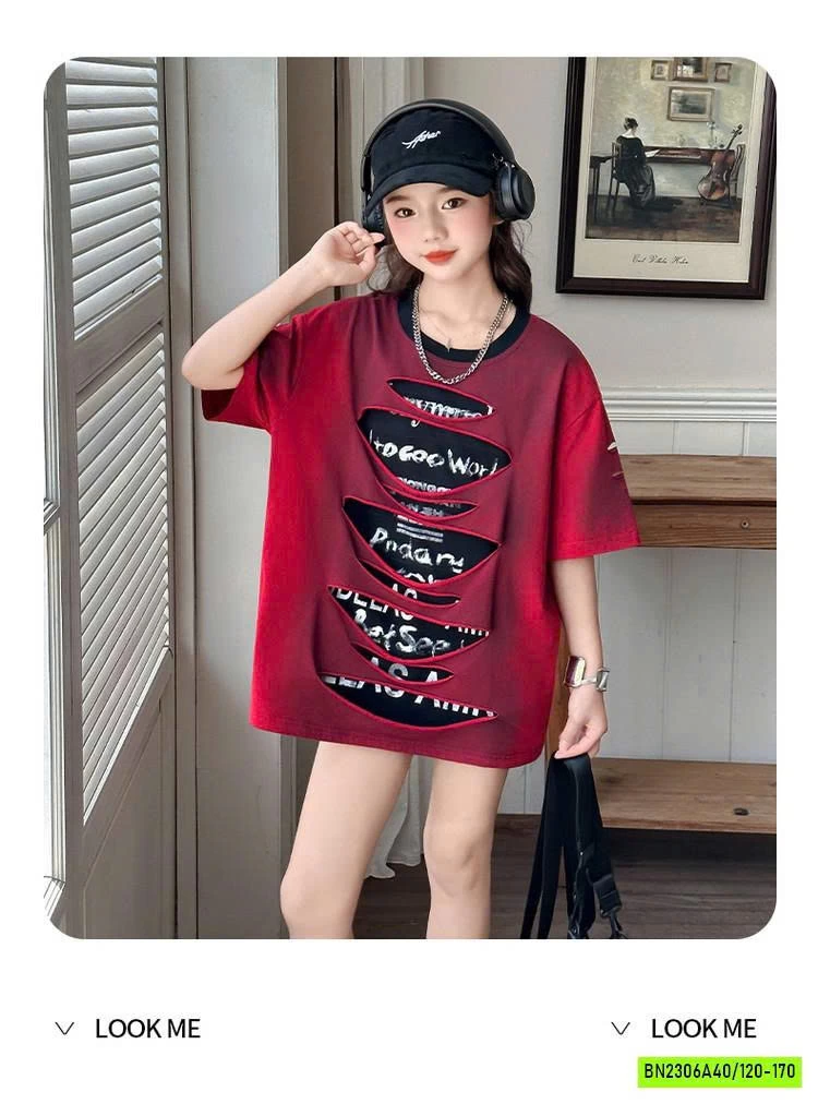 ÁO THUN ĐỎ RÁCH CÁ TÍNH