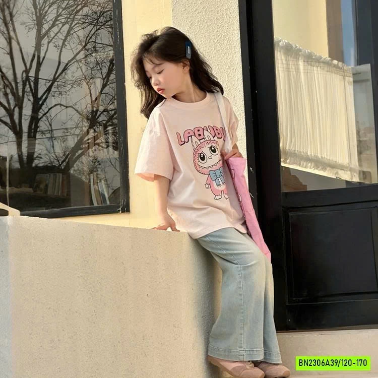 SÉT ÁO LABUBU MIX JEANS SUÔNG