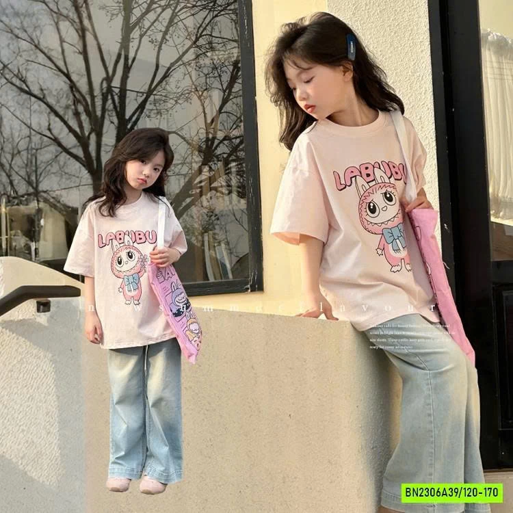 SÉT ÁO LABUBU MIX JEANS SUÔNG