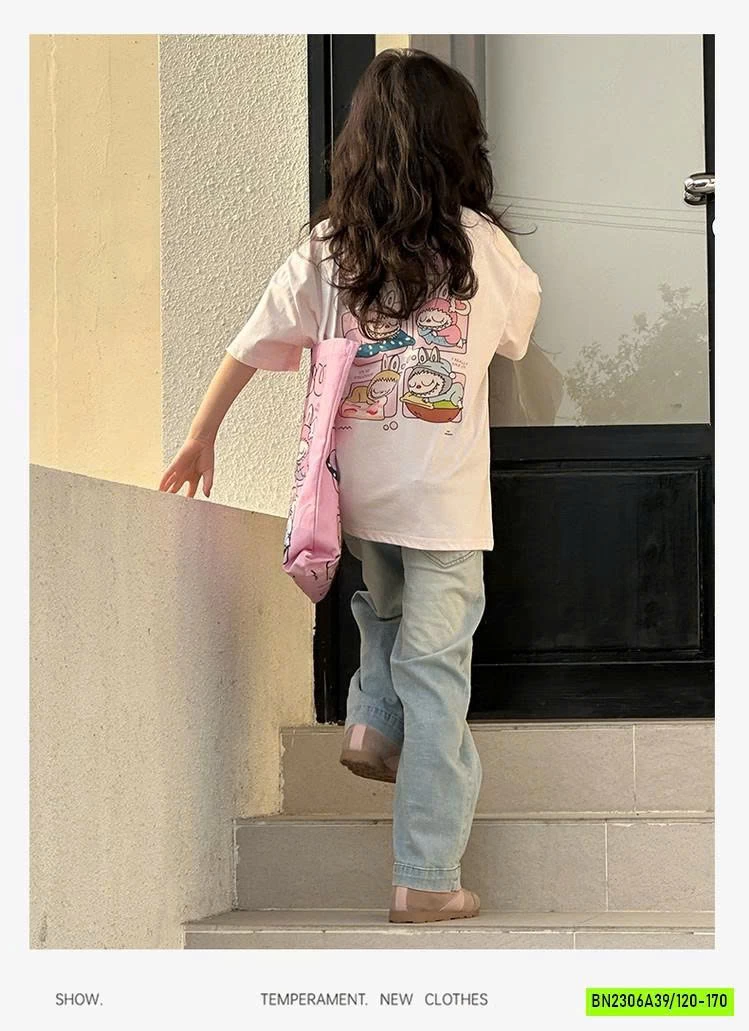 SÉT ÁO LABUBU MIX JEANS SUÔNG