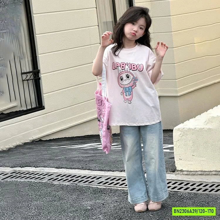 SÉT ÁO LABUBU MIX JEANS SUÔNG