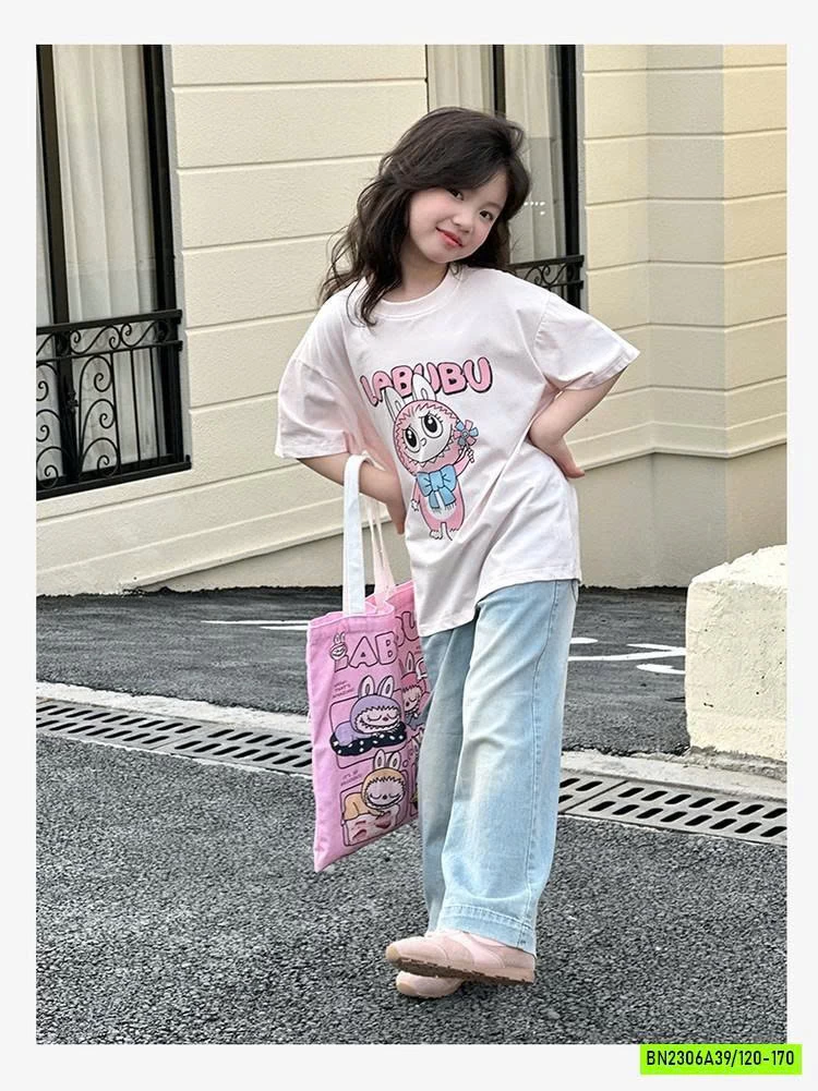 SÉT ÁO LABUBU MIX JEANS SUÔNG