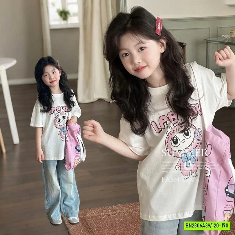 SÉT ÁO LABUBU MIX JEANS SUÔNG