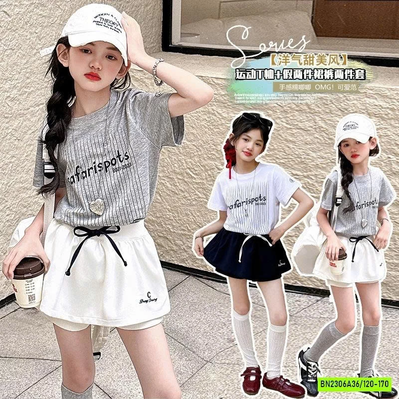 SÉT ÁO THUN SỌC MIX QUẦN VÁY