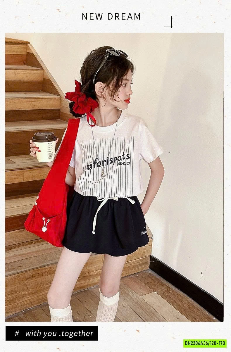 SÉT ÁO THUN SỌC MIX QUẦN VÁY