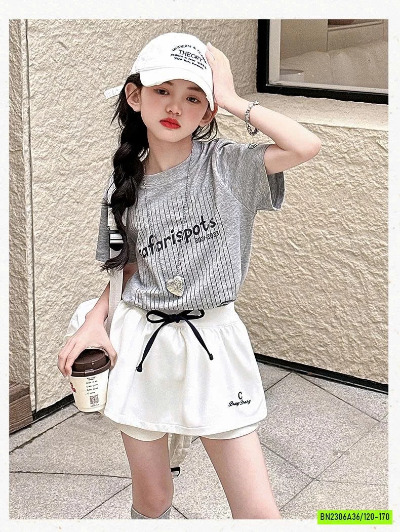 SÉT ÁO THUN SỌC MIX QUẦN VÁY