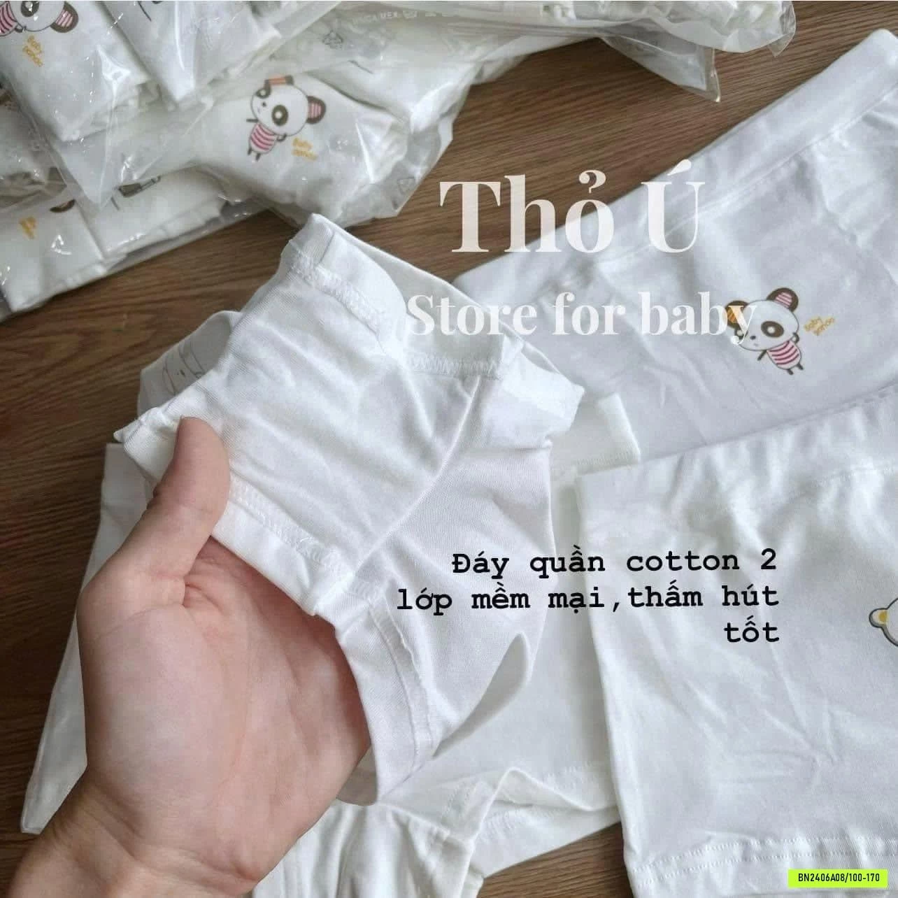 SÉT 4 CHIP ĐÙI COTTON GẤU DỄ THƯƠNG