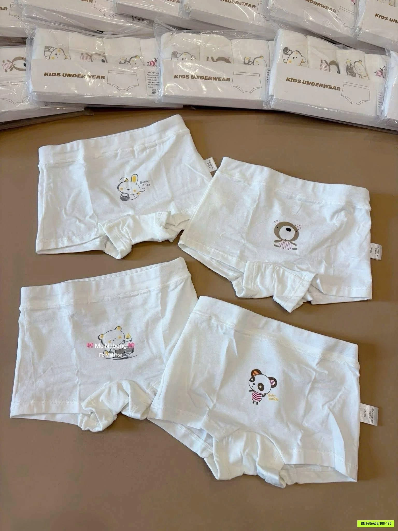 SÉT 4 CHIP ĐÙI COTTON GẤU DỄ THƯƠNG