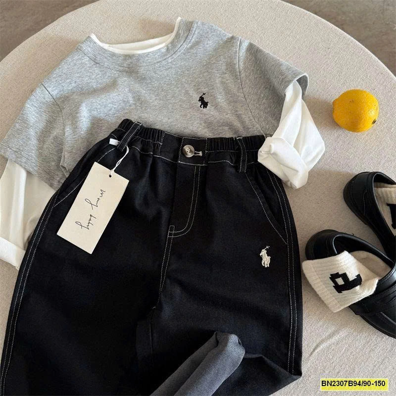 QUẦN BAGGY CHỈ NỔI LOGO NGỰA MMY