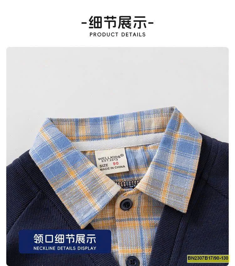 ÁO PHỐI CỔ SƠ MI WELLKIDS